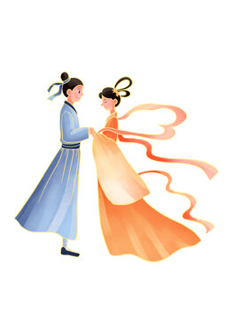 创意七夕情人节手绘插画