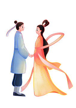 创意七夕情人节手绘插画