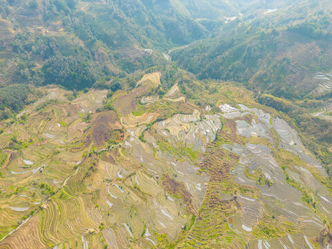 航拍红河州元阳梯田自然风光