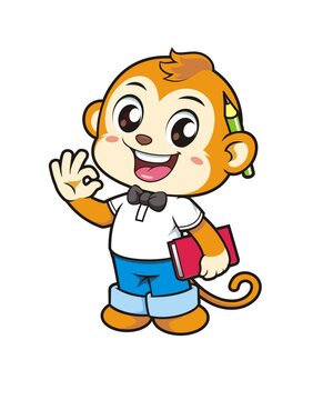 卡通可爱小猴学霸学习矢量图