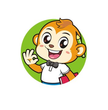 卡通可爱小猴学霸头像矢量图