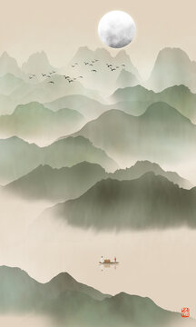 玄关水墨山水