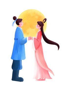 创意七夕情人节手绘插画