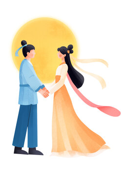 创意七夕情人节手绘插画