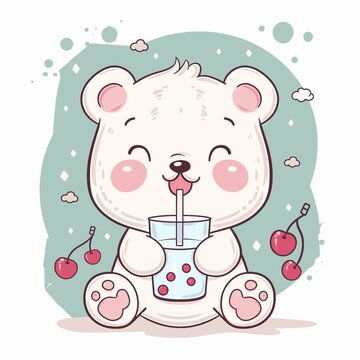可爱奶茶熊矢量
