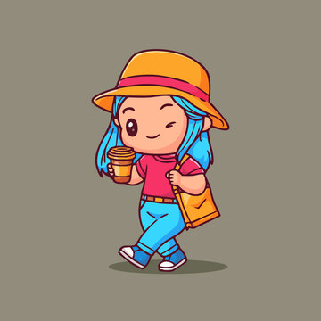 可爱训练营女孩Q版卡通插画