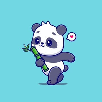 可爱竹子熊猫Q版卡通插画