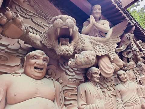 四川绵阳圣水寺墙刻