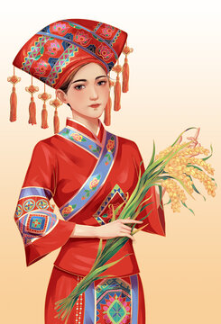 壮族女孩插画