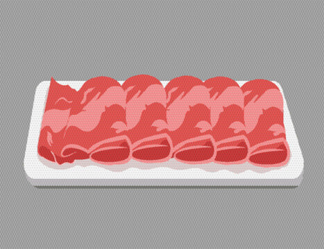 卡其色筷子夹着很多肉片素材插画