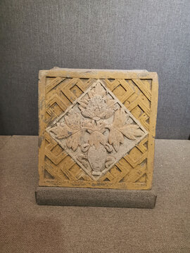 金代瓶插牡丹雕砖