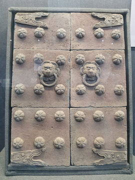 金代彩绘板门
