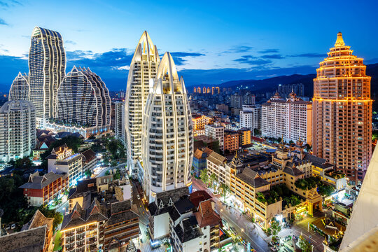 云南西双版纳的东南亚风格建筑