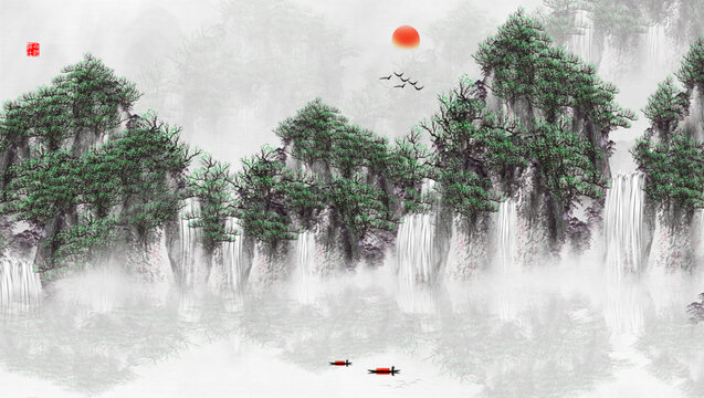 水墨山水画