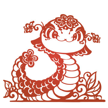 2025蛇年复古小蛇矢量剪纸