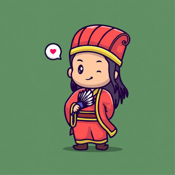 可爱军师诸葛亮Q版卡通插画