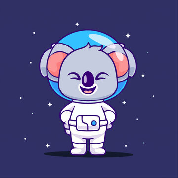 可爱宇航员考拉Q版卡通插画