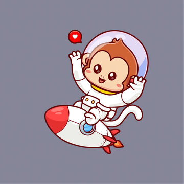 小猴子宇航员环游宇宙Q版卡通
