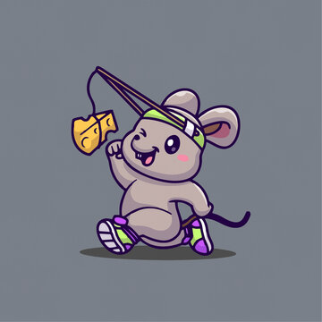 可爱跑步小仓鼠Q版卡通插画