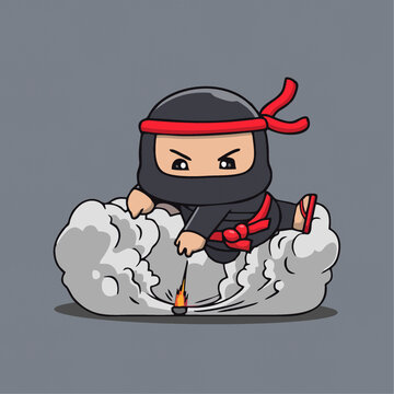 可爱爆炸闪现忍者Q版卡通插画