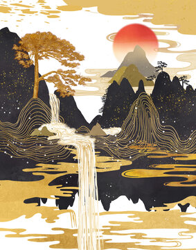 黑金山水画