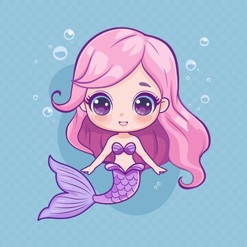 可爱美人鱼插画