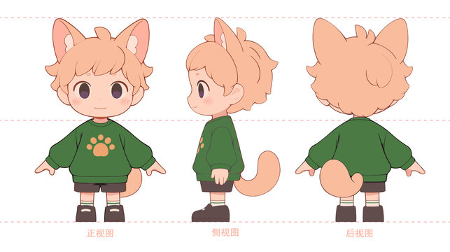 猫猫男孩儿吉祥物标志设计