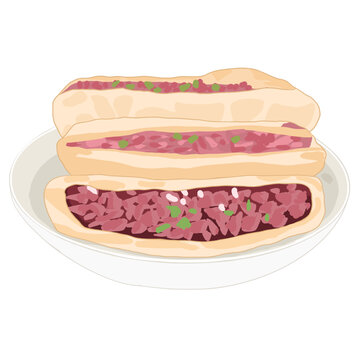 河北保定驴肉火烧插画元素