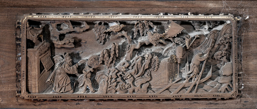 古建筑镂空木雕历史人物故事