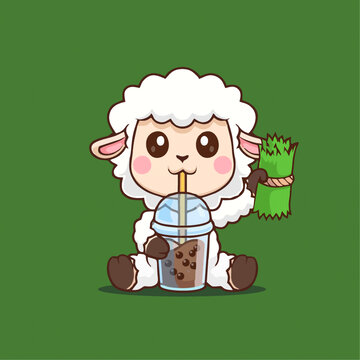可爱喜羊羊奶茶Q版卡通插画