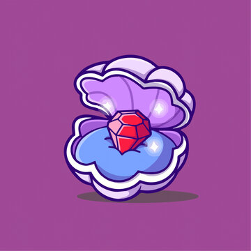 可爱红宝石饰品盒Q版卡通插画
