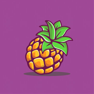 可爱水果菠萝Q版卡通插画