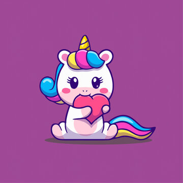 可爱小马宝莉红心Q版卡通插画