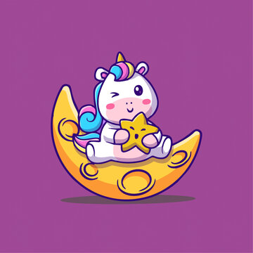可爱登月小马宝莉Q版卡通插画