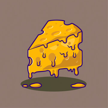 可爱披萨西餐Q版卡通插画