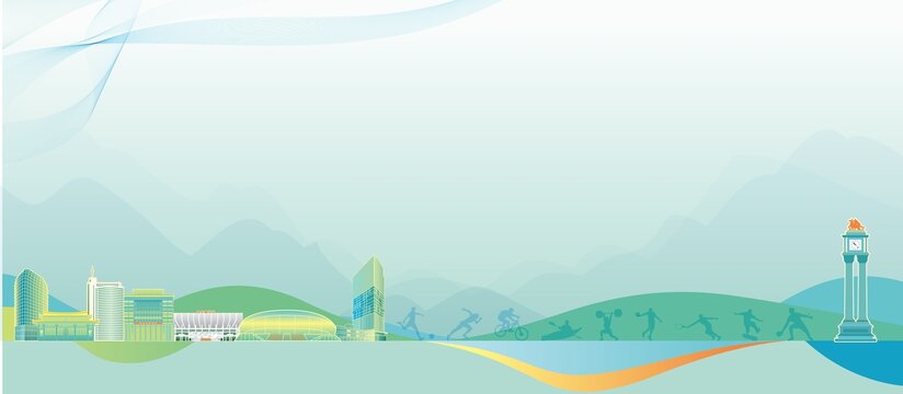 南安国潮城市地标建筑手绘插画