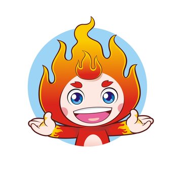 卡通可爱火焰仔欢迎头像矢量图