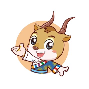 卡通可爱小藏羚羊邀请头像矢量图