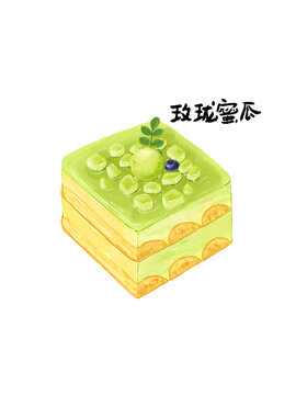 玫珑瓜提拉米苏插画元素