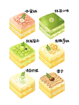 提拉米苏蛋糕插画菜单