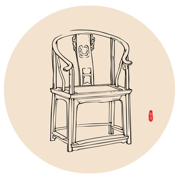 家居线稿椅子手绘插画