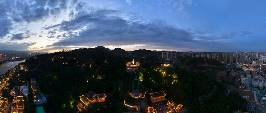 兰州白塔山公园夜景全景