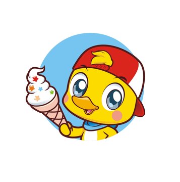 卡通可爱小鸭子吃冰淇淋头像