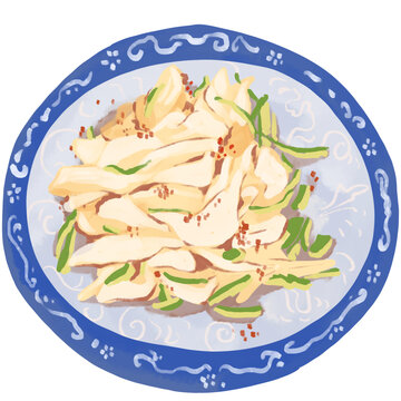 西安美食水彩手绘凉皮