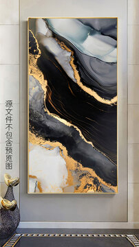 现代抽象金色大理石玄关装饰画
