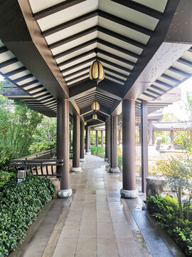 仿古长廊水系