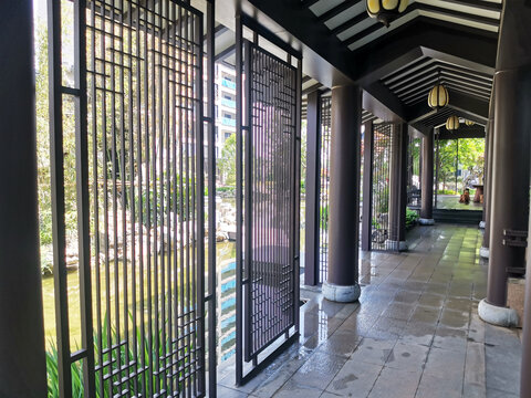 仿古长廊特写