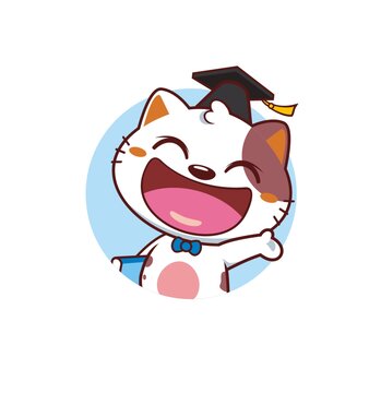 卡通可爱小猫博士头像矢量图
