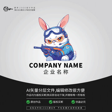 兔子卡通动物拓展教官LOGO