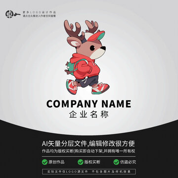 LOGO小鹿卡通动物街舞潮牌